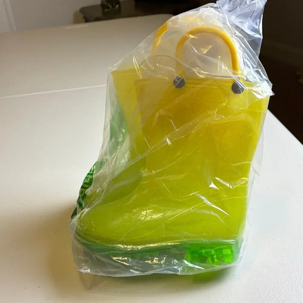 Kids' PVC Glitter Rain Boots with Easy-On Handles – Sparkly, Lightweight 4 tod